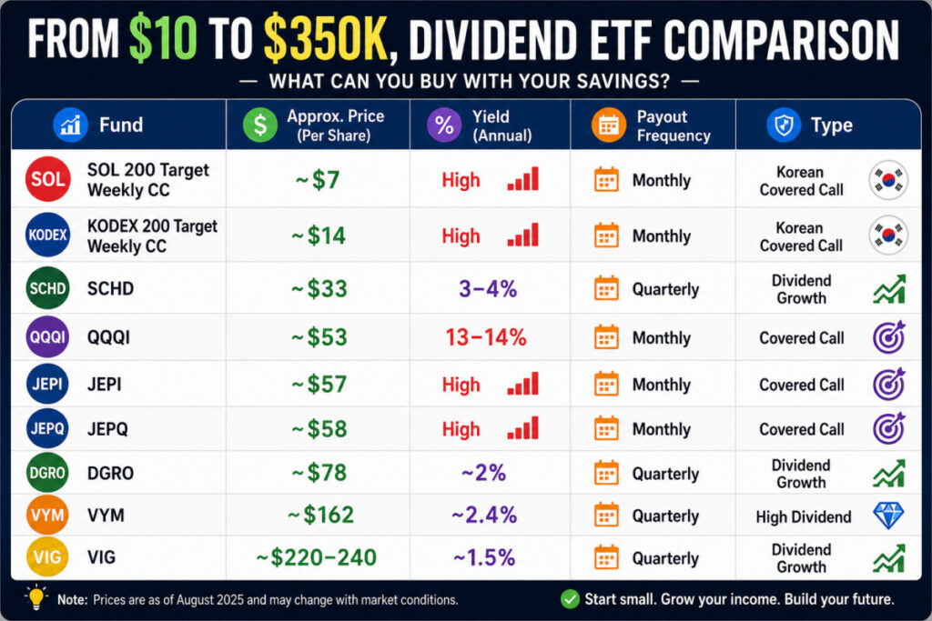 Dividend ETFs by Price: What You Can Actually Buy With a Small Budget